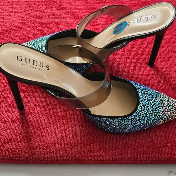 G by Guess Shoes - G by Guess Blue Rhinestone Openback Heels Size 10
